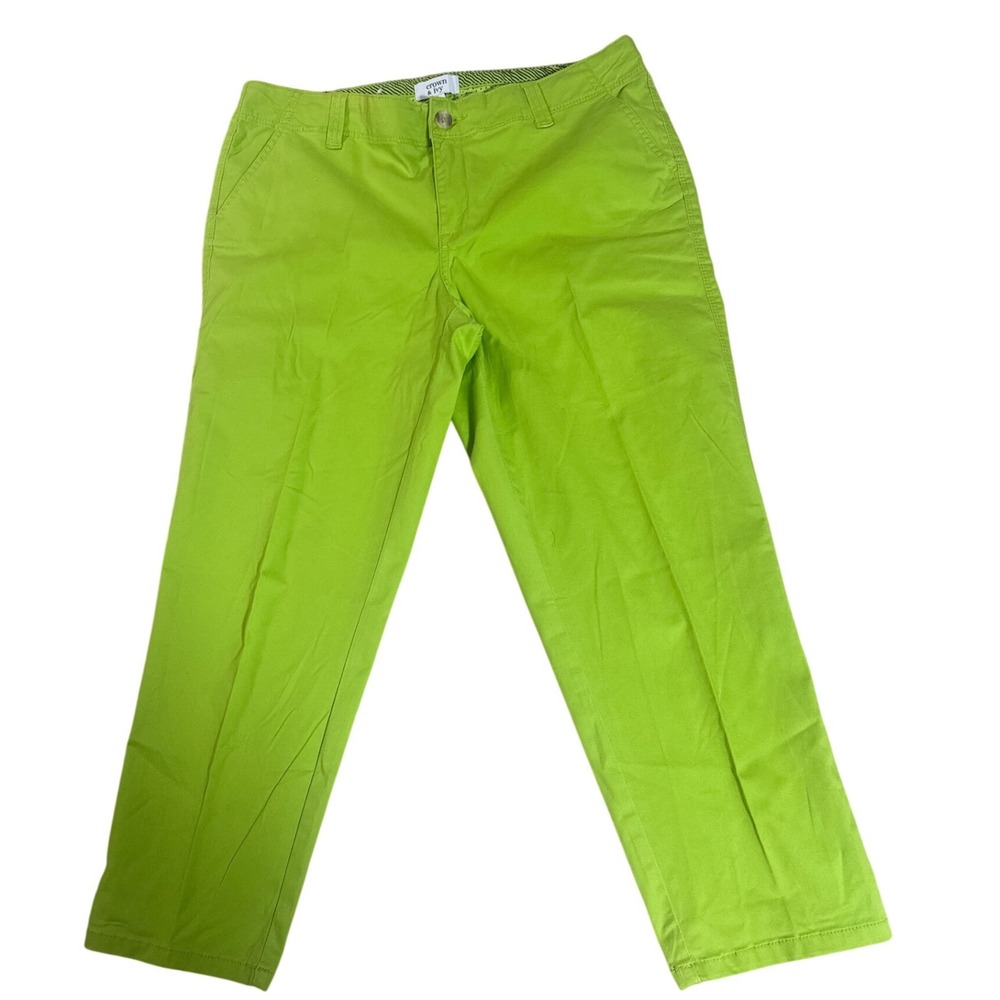 crown & ivy Lime Green Straight-Leg Trousers